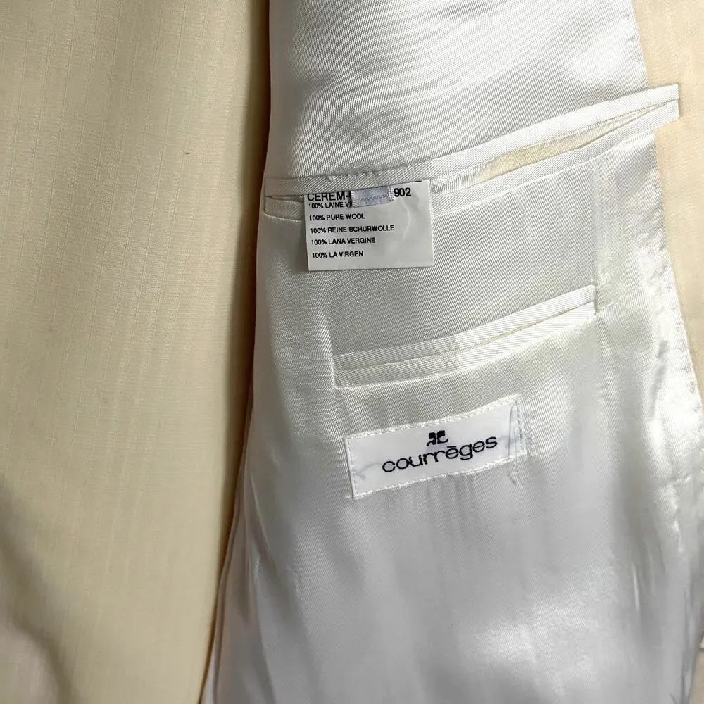 Courrèges Homme Men's Ivory Virgin Wool 2 Piece Designer Suit France US 38